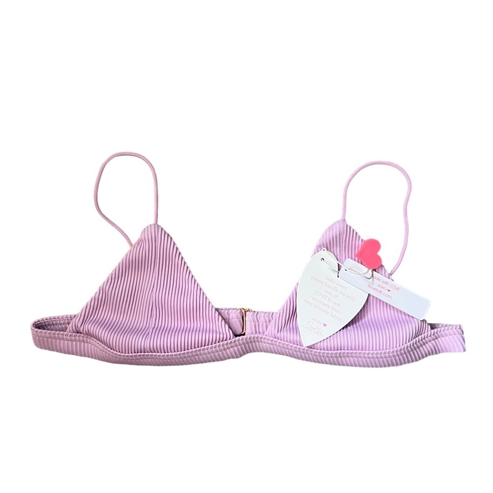 Sof X Lolli |Dandy Reversible Ribbed Bikini Top Pink/Peach NWT Size M